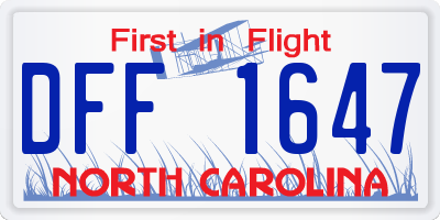 NC license plate DFF1647
