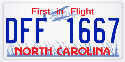 NC license plate DFF1667