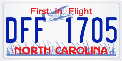 NC license plate DFF1705