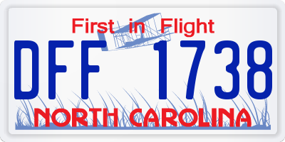 NC license plate DFF1738