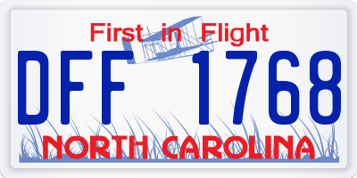 NC license plate DFF1768