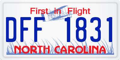 NC license plate DFF1831