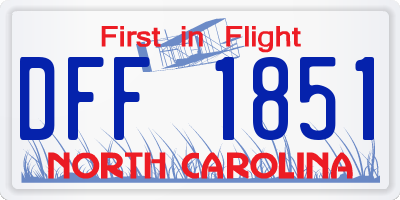 NC license plate DFF1851