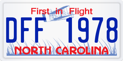 NC license plate DFF1978