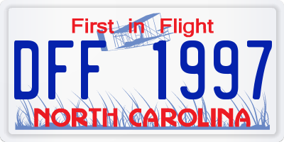 NC license plate DFF1997