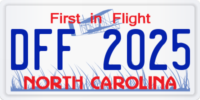 NC license plate DFF2025