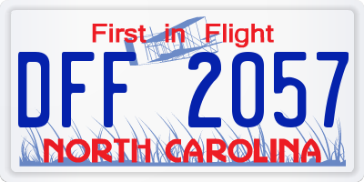 NC license plate DFF2057