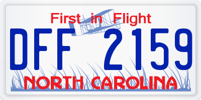 NC license plate DFF2159