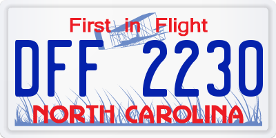 NC license plate DFF2230