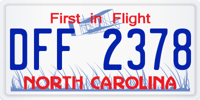 NC license plate DFF2378