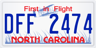 NC license plate DFF2474