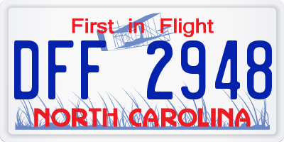 NC license plate DFF2948