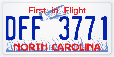NC license plate DFF3771