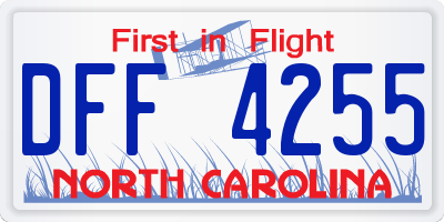 NC license plate DFF4255
