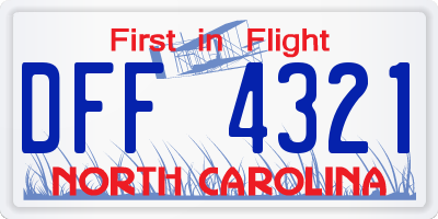 NC license plate DFF4321