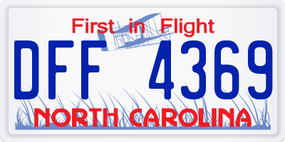 NC license plate DFF4369