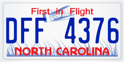 NC license plate DFF4376