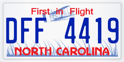 NC license plate DFF4419