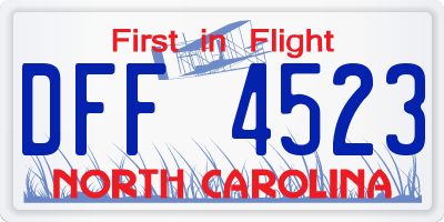 NC license plate DFF4523