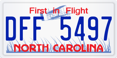 NC license plate DFF5497