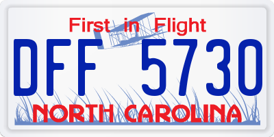 NC license plate DFF5730