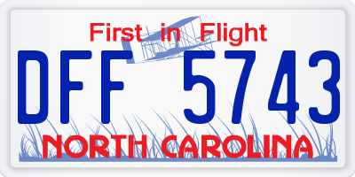 NC license plate DFF5743