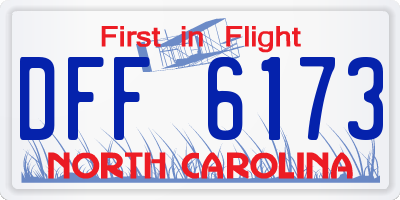 NC license plate DFF6173