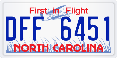 NC license plate DFF6451