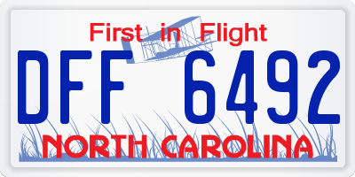 NC license plate DFF6492