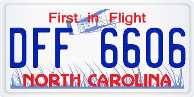 NC license plate DFF6606