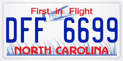NC license plate DFF6699