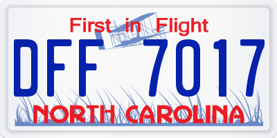 NC license plate DFF7017