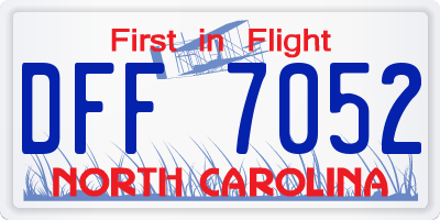 NC license plate DFF7052