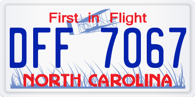 NC license plate DFF7067