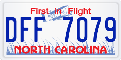 NC license plate DFF7079