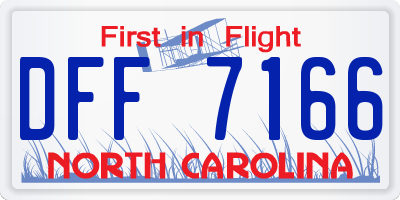 NC license plate DFF7166