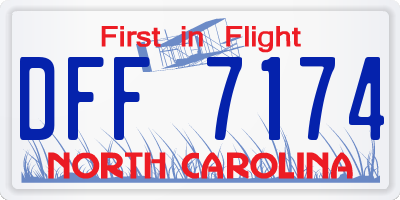 NC license plate DFF7174