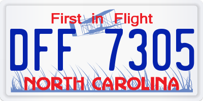 NC license plate DFF7305