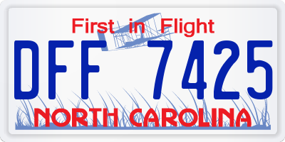 NC license plate DFF7425
