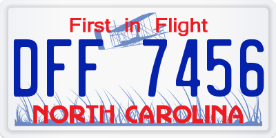 NC license plate DFF7456