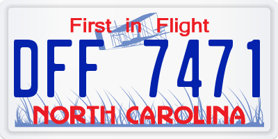 NC license plate DFF7471