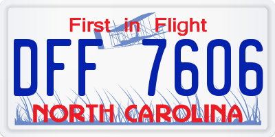 NC license plate DFF7606