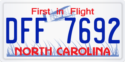 NC license plate DFF7692