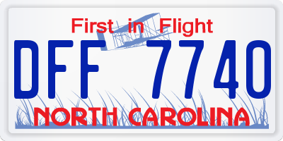 NC license plate DFF7740