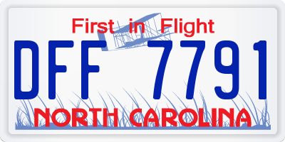 NC license plate DFF7791