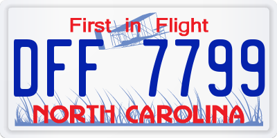NC license plate DFF7799