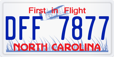 NC license plate DFF7877