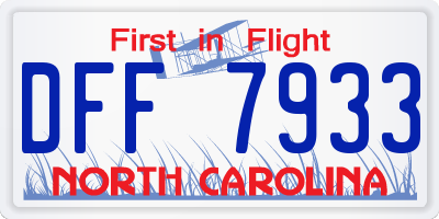 NC license plate DFF7933