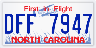 NC license plate DFF7947