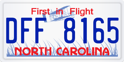 NC license plate DFF8165